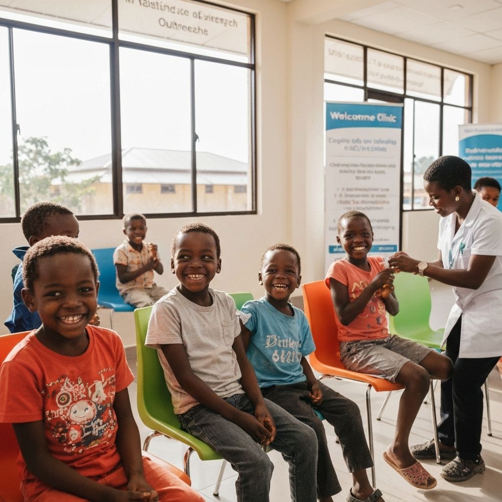 African children receiving vaccinations in a clinic